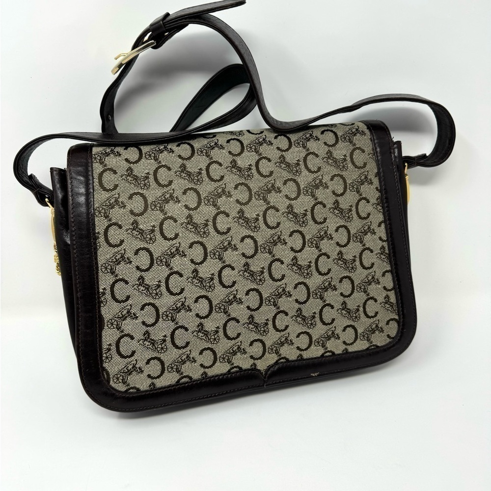 Celine Vintage 70s Carriage Monogram Canvas & Leather Horse Carriage Crossbody - Picture 7 of 15